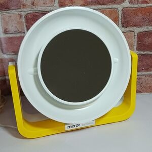 VTG MCM 70s Clairol Lighted Makeup Mirror & Magnifying Side Yellow Bauhaus Funky